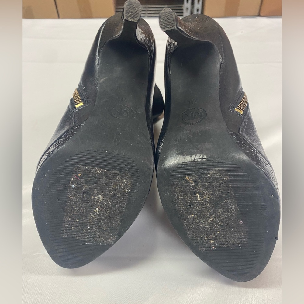 Michael Kors Black Leather Leather High Heel Ankle Booties with Women’s Size 7M - Picture 4 of 6